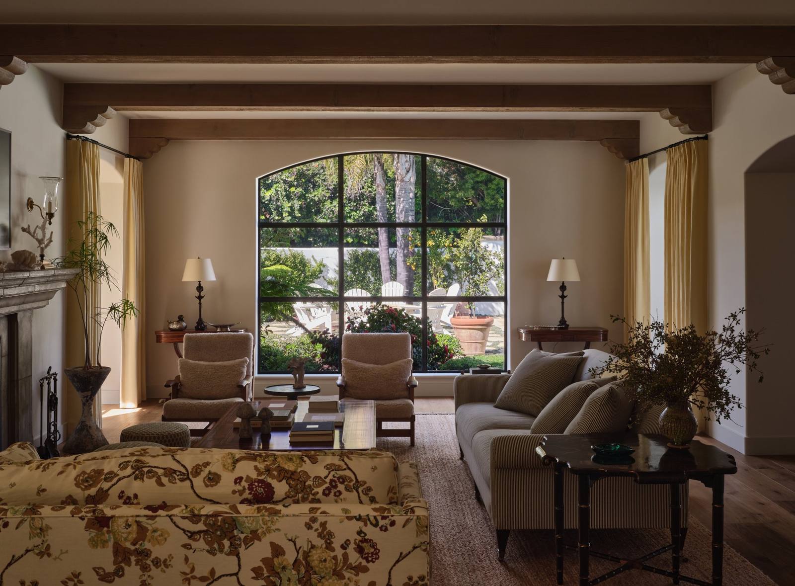 Living room fireplace — Montecito Residence