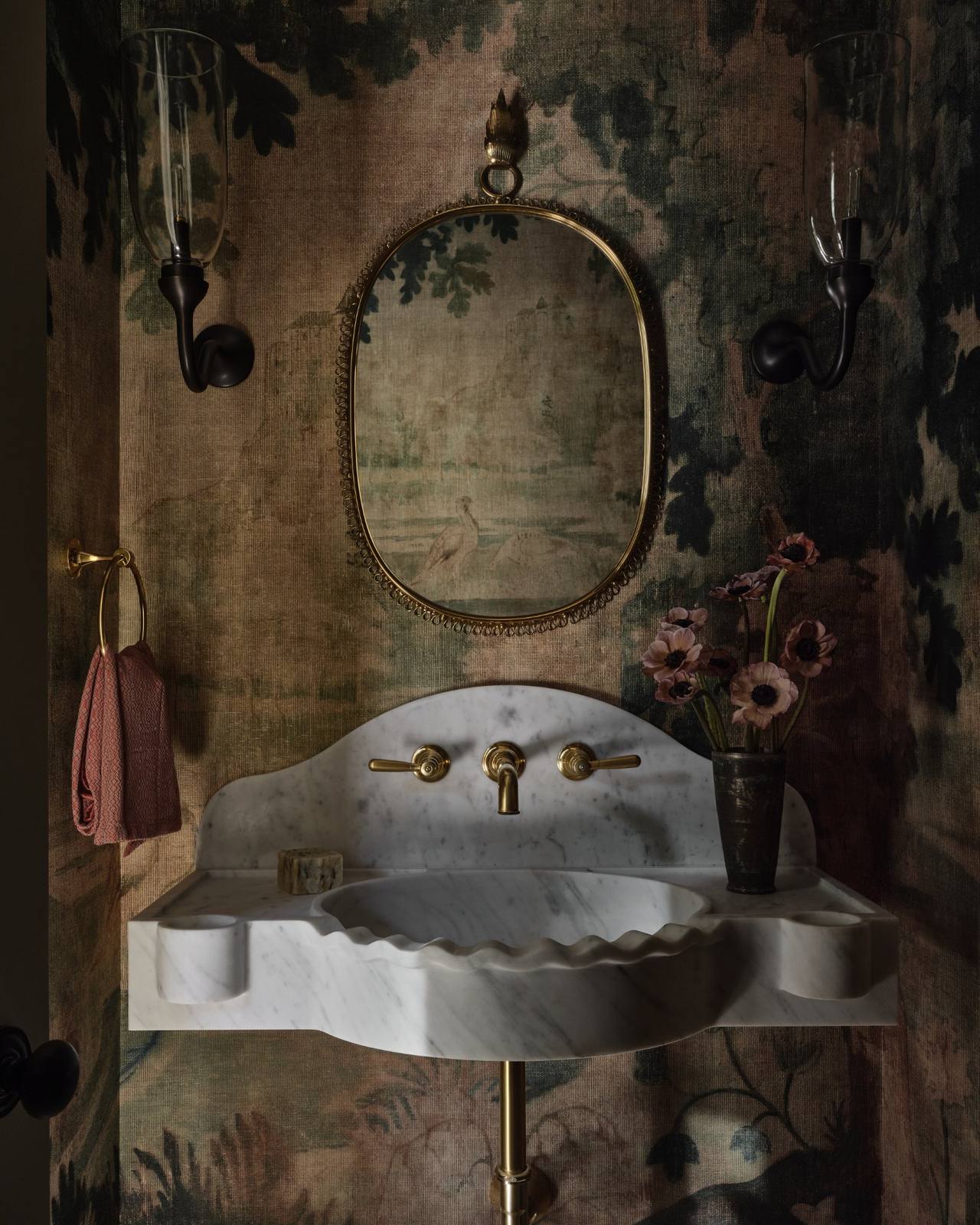 Powder room mural — Montecito Residence